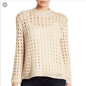 Joie Matcha Open Knit Crochet Top Cream